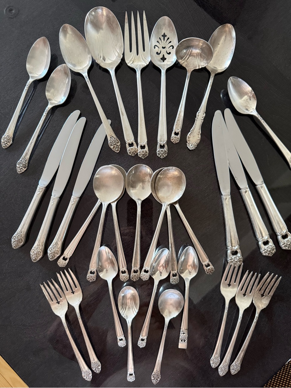 Silver plated assorted  with Ornate Floral Handles